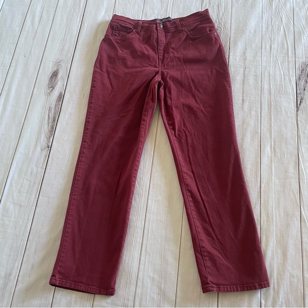 Gloria Vanderbilt Amanda Bling Jeans Women’s 10 Short Maroon Straight Classic